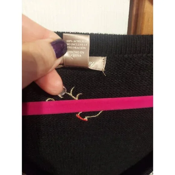 White Stag Ugly Christmas Sweater Vest Reindeer Snowflakes Size‎ 12/14 L Black - Picture 7 of 8